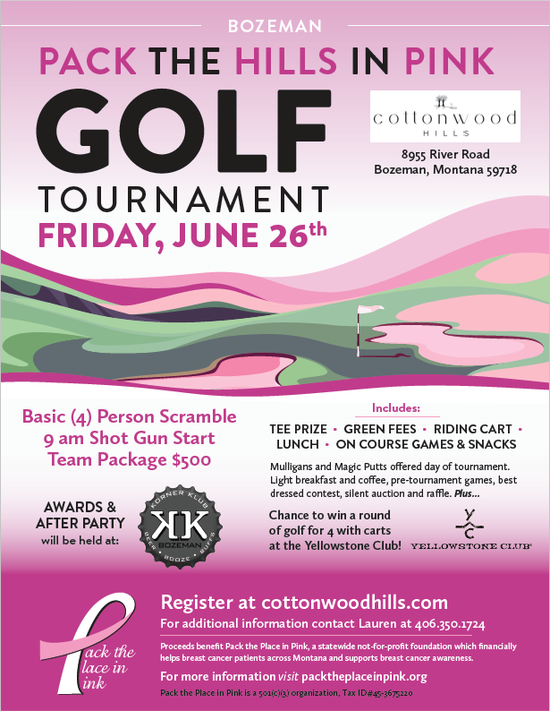 Pack the Hills in Pink Golf Tournament Flyer
